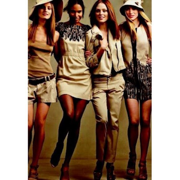 Gap Vena Cava Khaki Short Sleeve Mini Dress Tan Black Beige Cocktail Party Boho - Picture 4 of 15